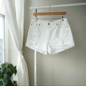 Abercrombie Distressed White Denim HighRise Shorts